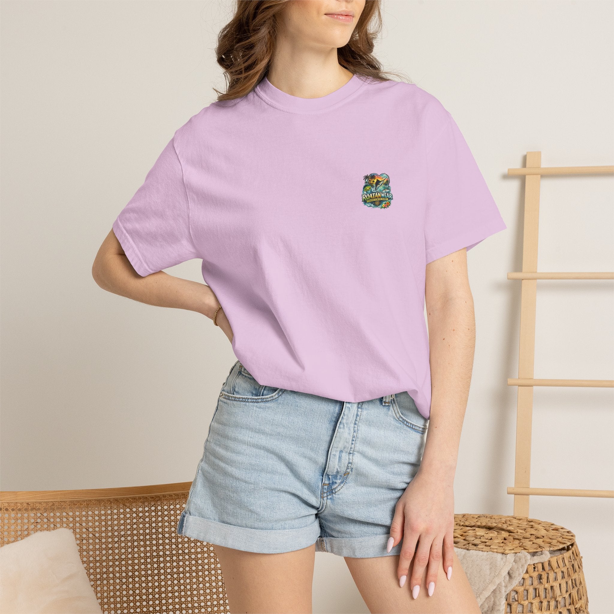 Roatan Beach T-Shirt — Tropical Dolphin Sunset Tee