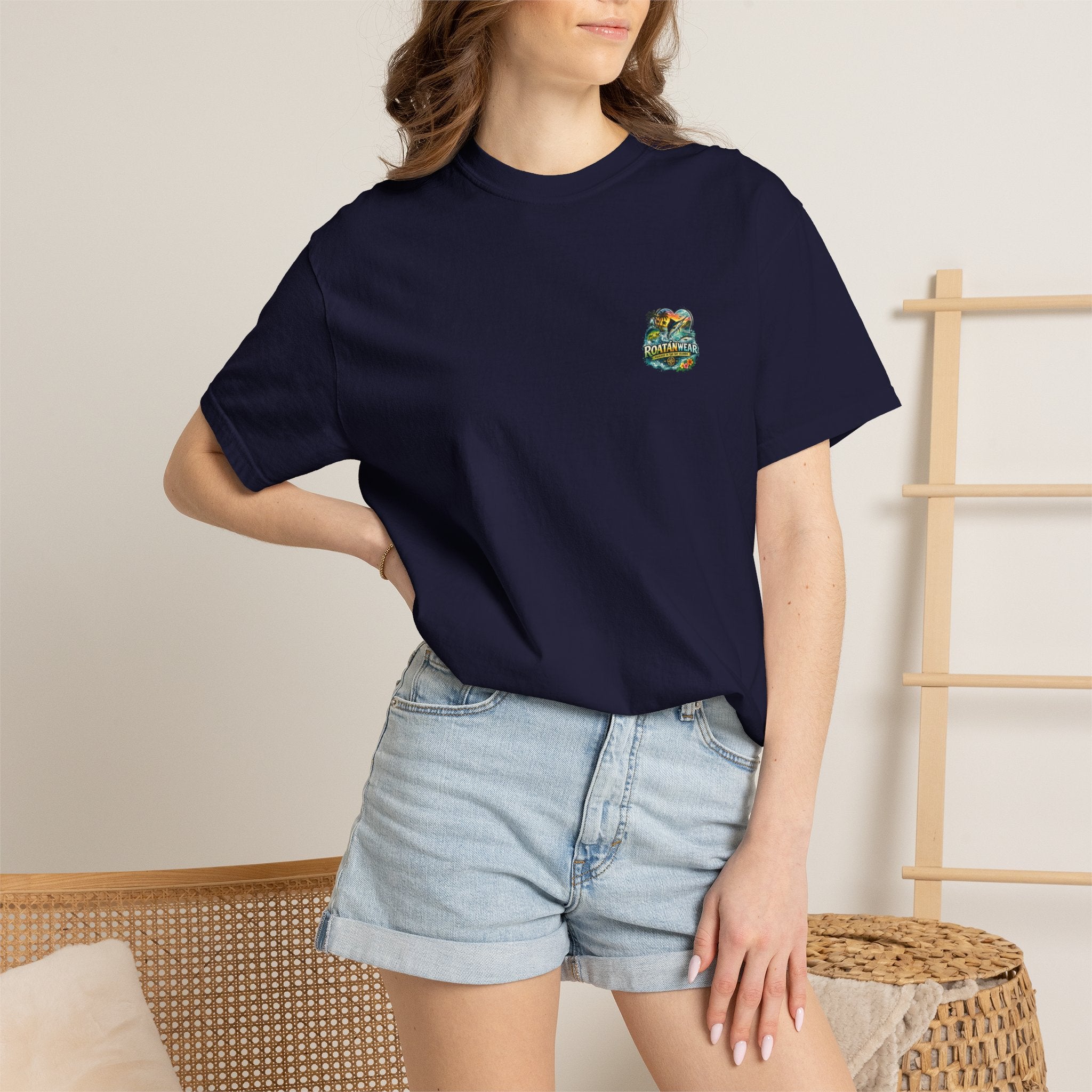 Roatan Beach T-Shirt — Tropical Dolphin Sunset Tee