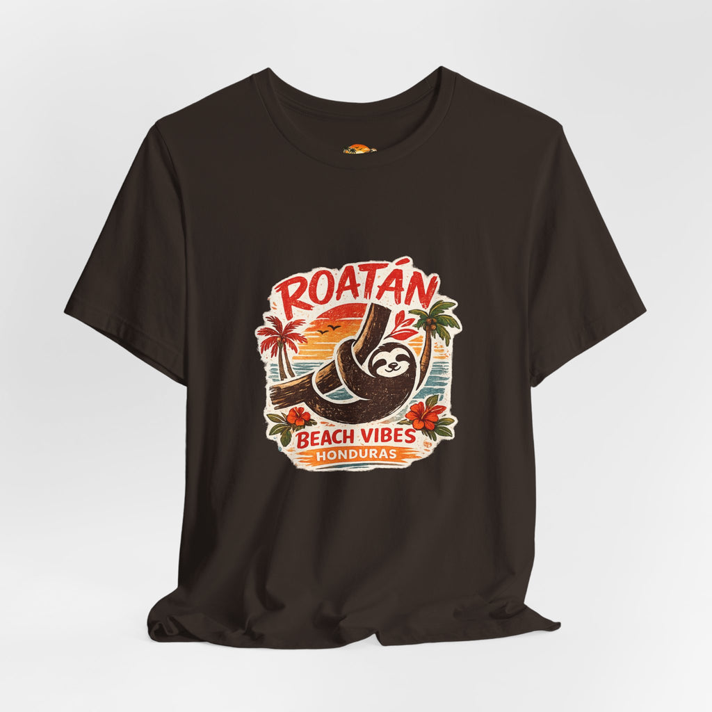 Roatán Beach Vibes Tee — Honduras Sloth Tropical Vacation T-Shirt