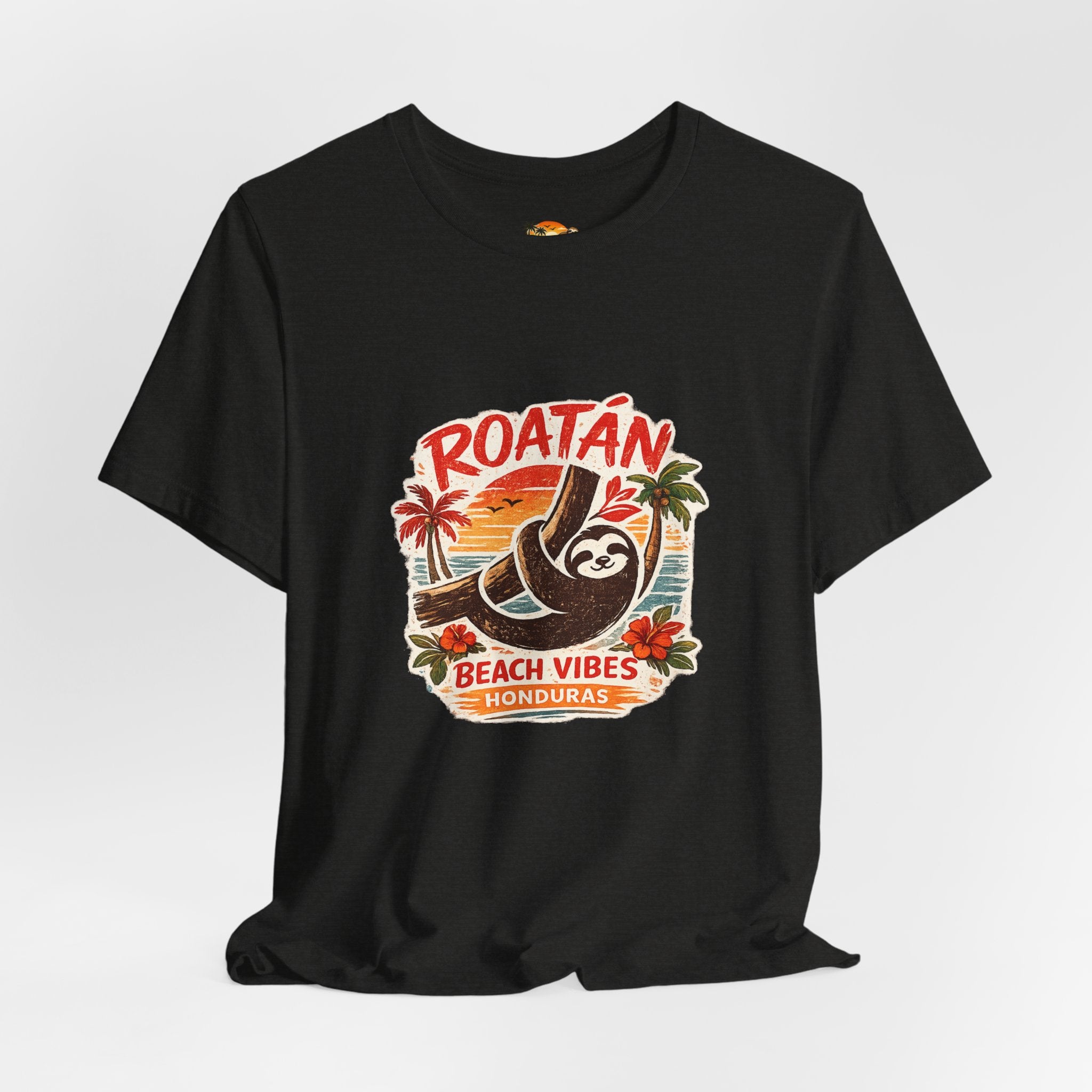 Roatán Beach Vibes Tee — Honduras Sloth Tropical Vacation T-Shirt