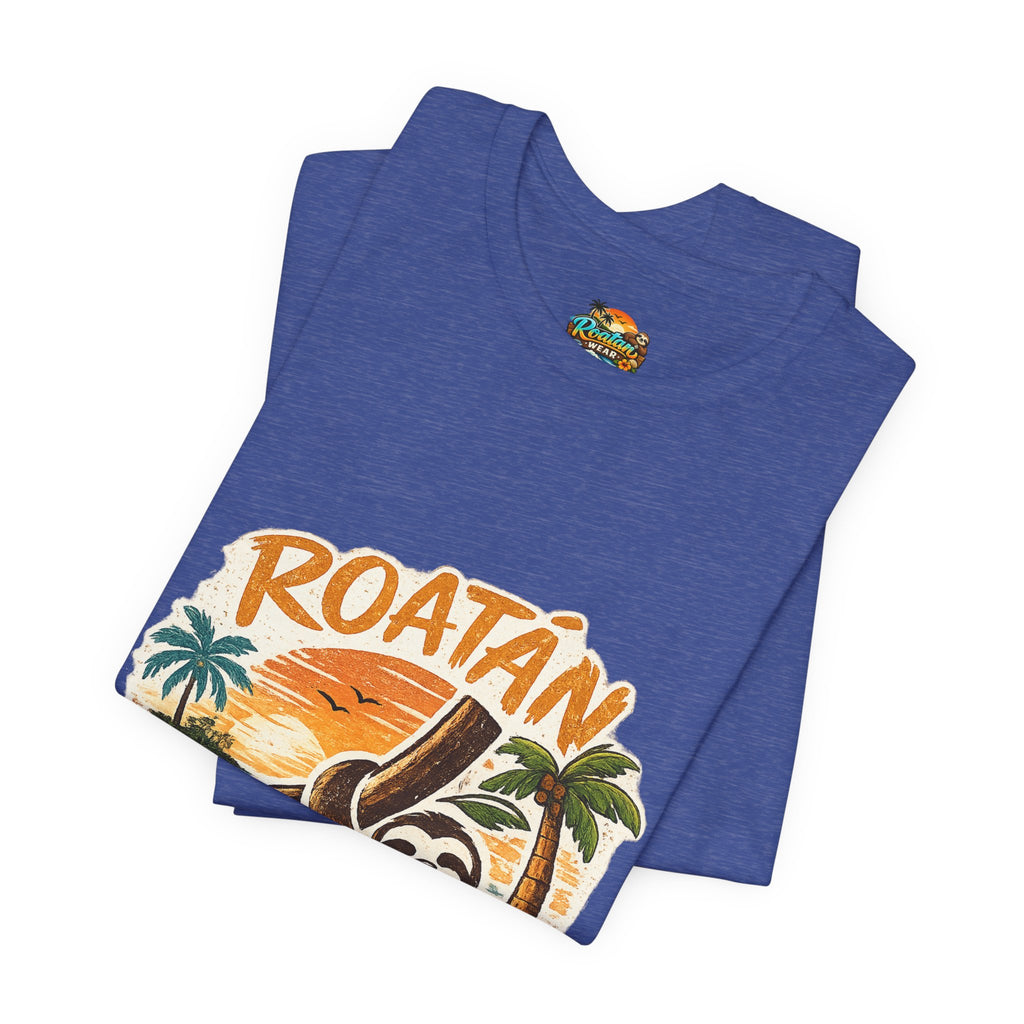Roatán Island Escape T‑Shirt — Tropical Sloth Vacation Tee