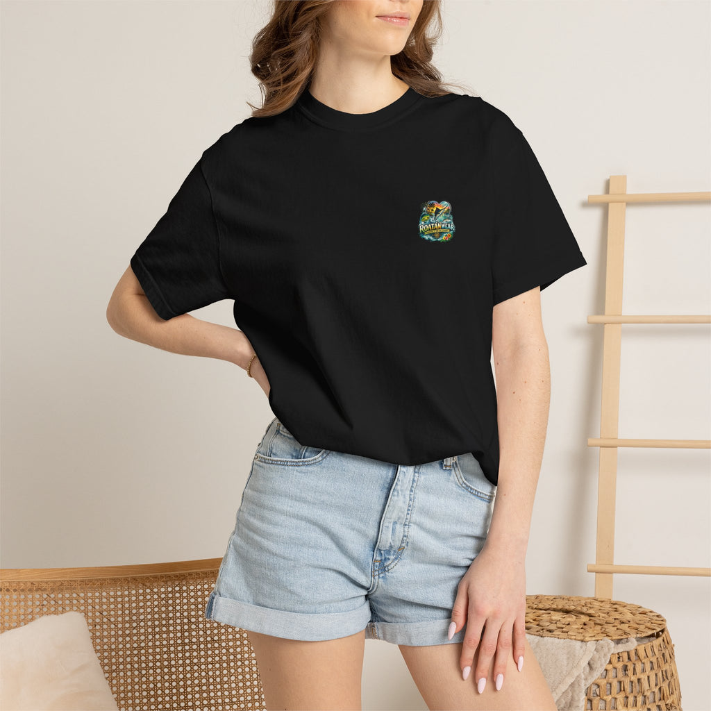 Roatan Beach T-Shirt — Tropical Dolphin Sunset Tee