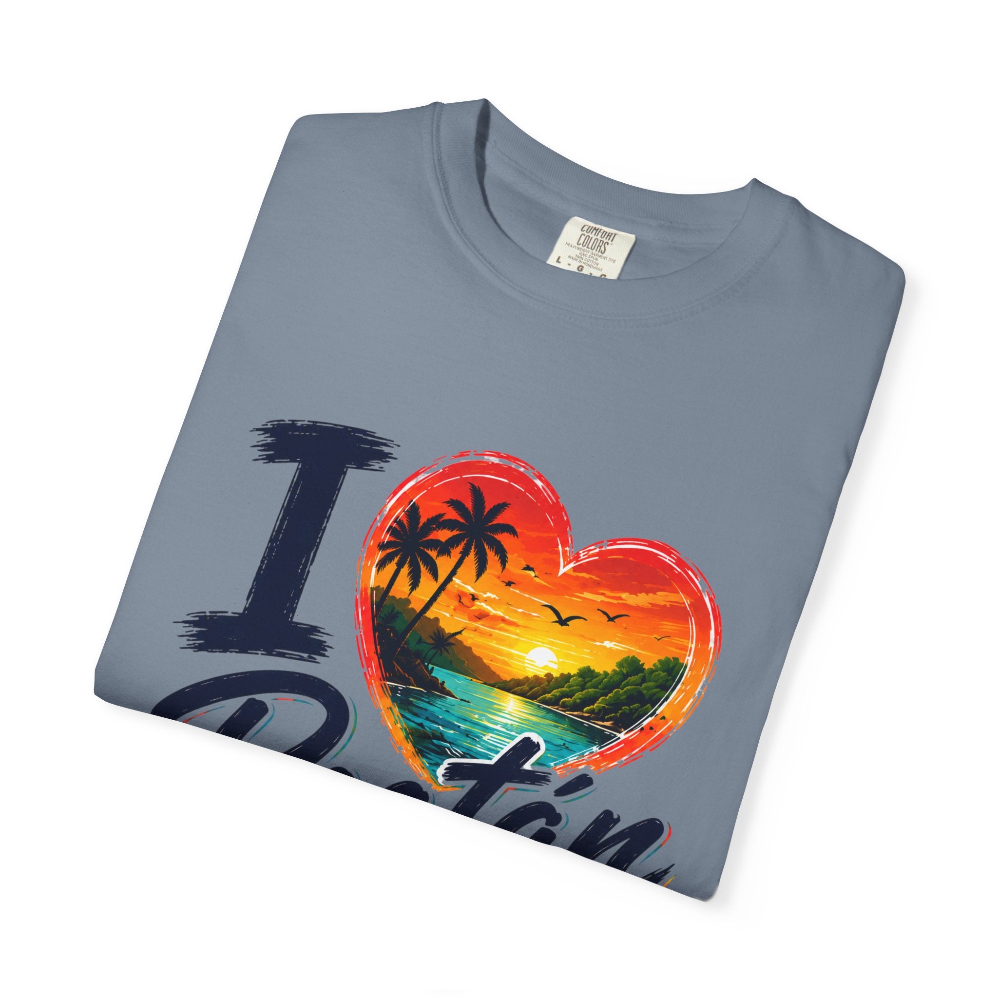 I Love Roatán East End T-Shirt — Tropical Heart Sunset Souvenir