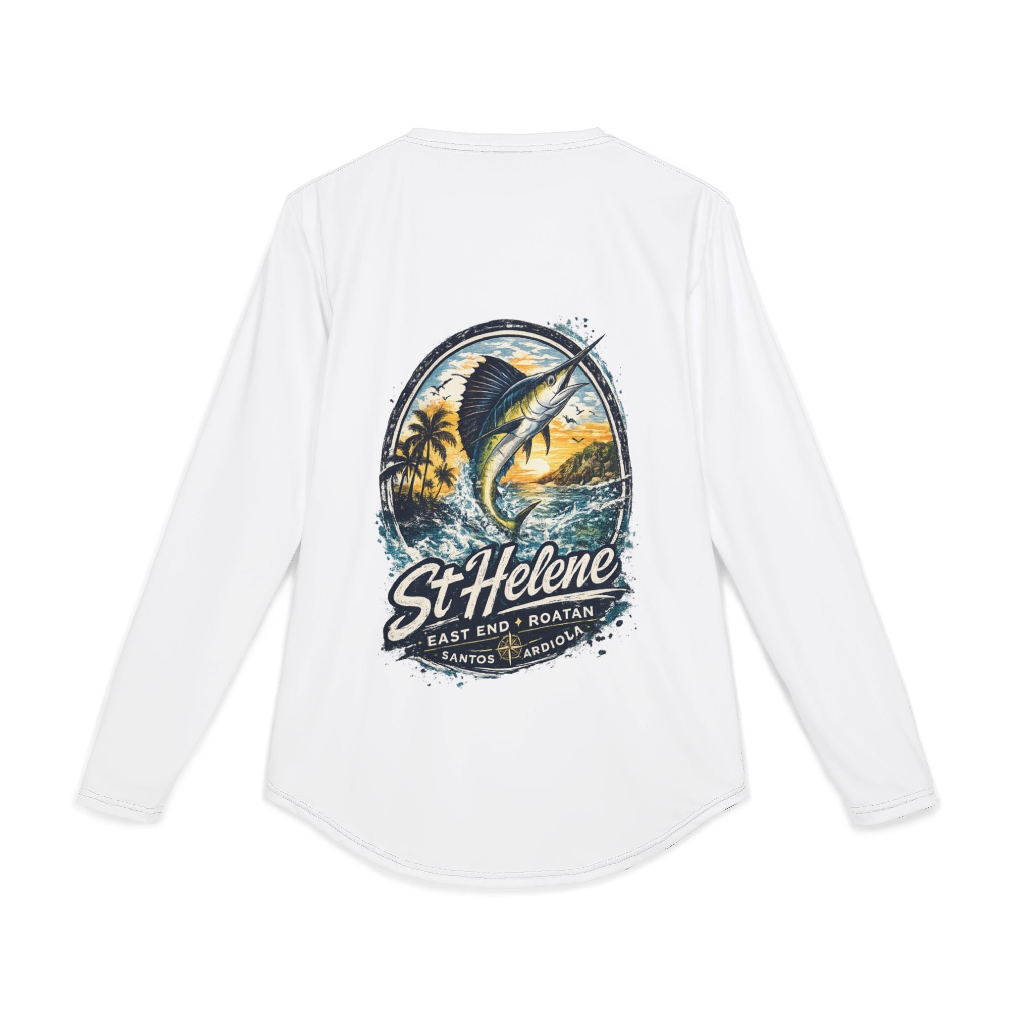 St. Helene Marlin Fishing UV Long Sleeve Shirt — Men’s Sun Protection Beach Tee