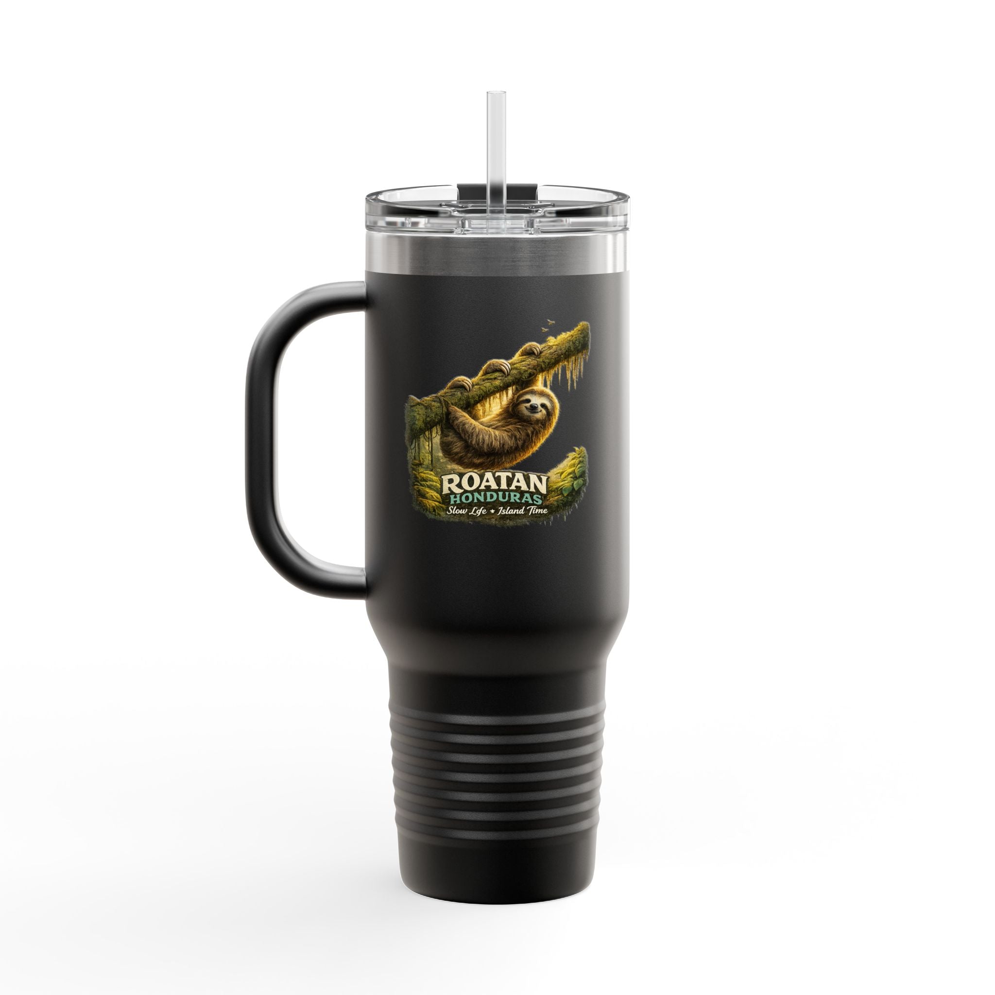 Roatán Sloth 40oz Insulated Travel Mug — Tropical Wildlife Coffee Tumbler