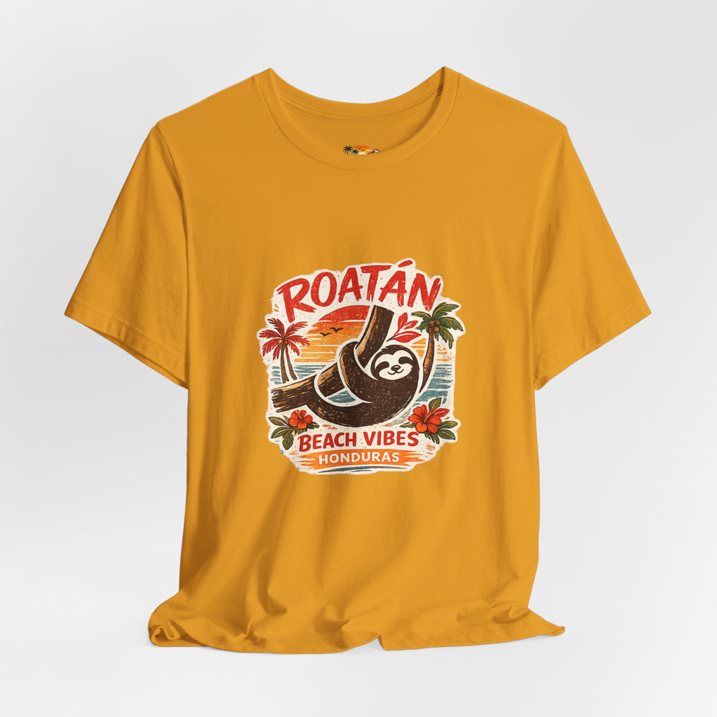 Roatán Beach Vibes Tee — Honduras Sloth Tropical Vacation T-Shirt