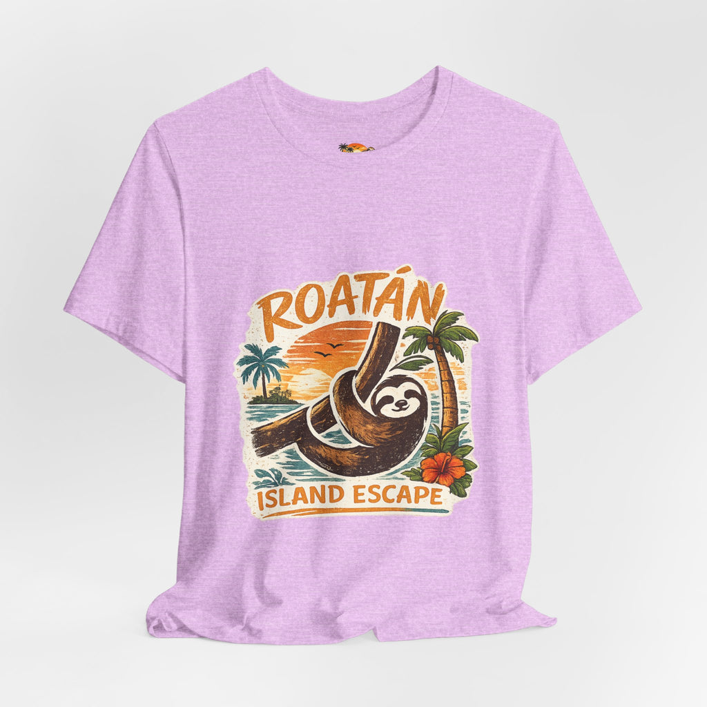 Roatán Island Escape T‑Shirt — Tropical Sloth Vacation Tee