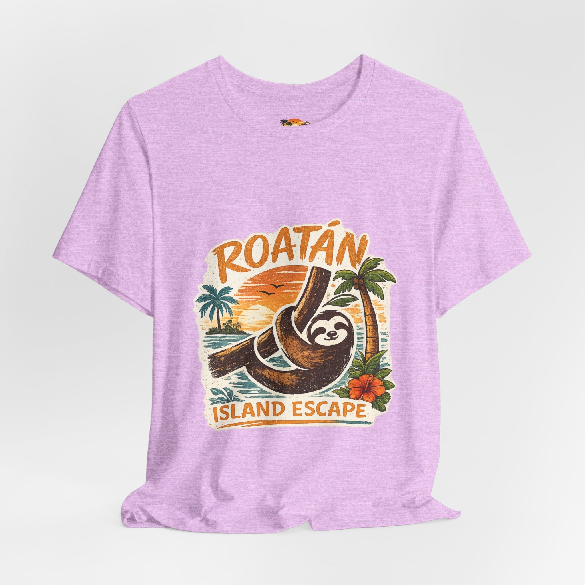 Roatán Island Escape T‑Shirt — Tropical Sloth Vacation Tee