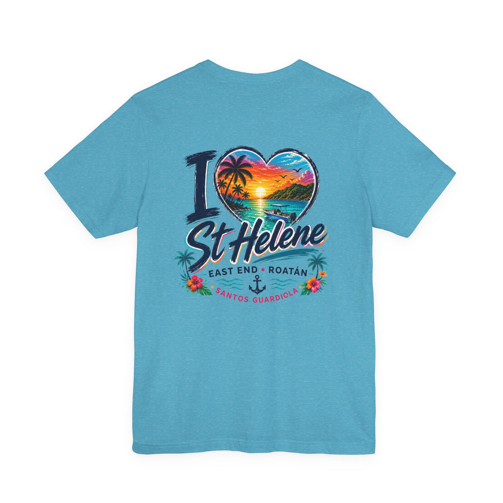 I  St Helene Sunset Beach T-Shirt — East End Roatán Vacation Tee