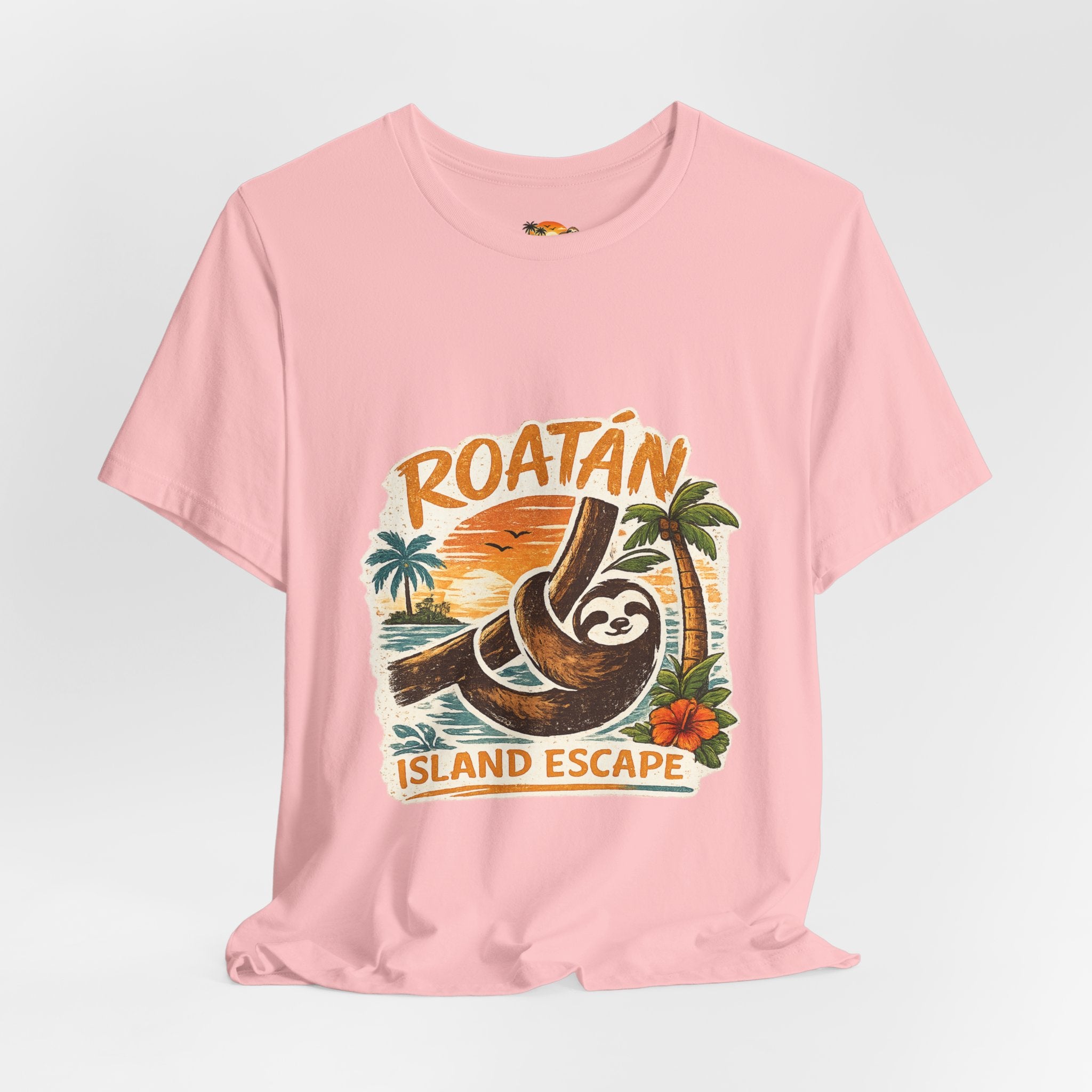 Roatán Island Escape T‑Shirt — Tropical Sloth Vacation Tee