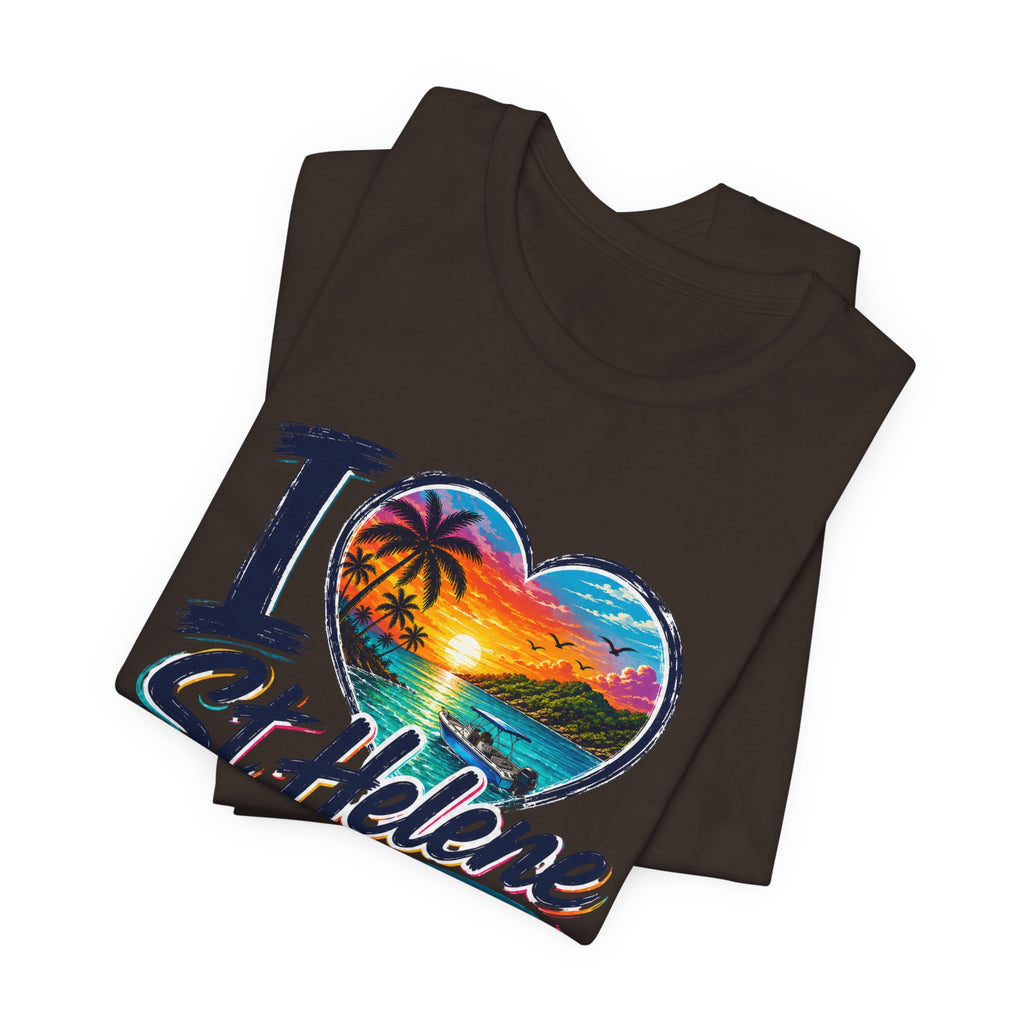 I  St Helene Sunset Beach T-Shirt — East End Roatán Vacation Tee