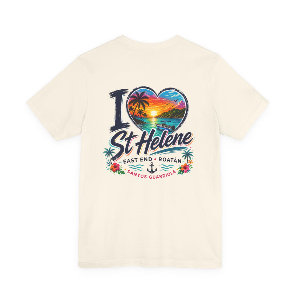 I  St Helene Sunset Beach T-Shirt — East End Roatán Vacation Tee