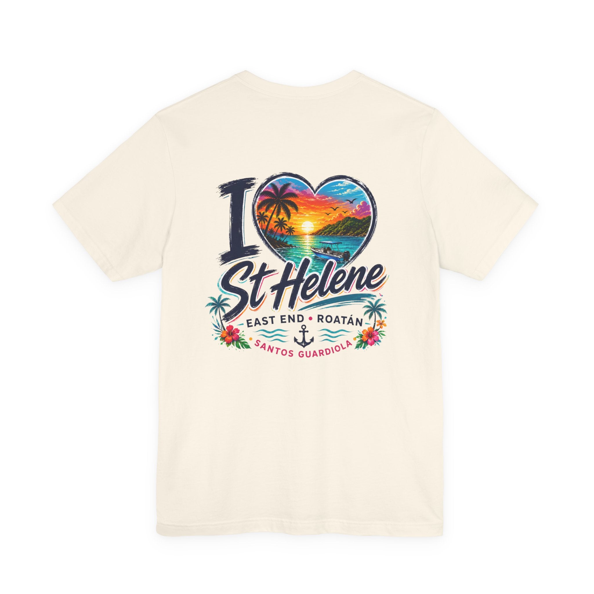 I  St Helene Sunset Beach T-Shirt — East End Roatán Vacation Tee
