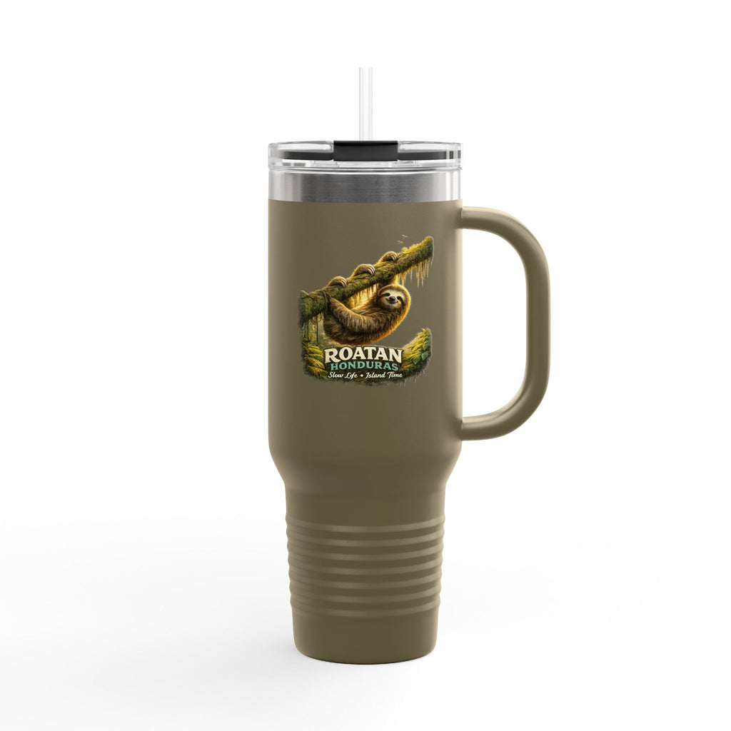 Roatán Sloth 40oz Insulated Travel Mug — Tropical Wildlife Coffee Tumbler