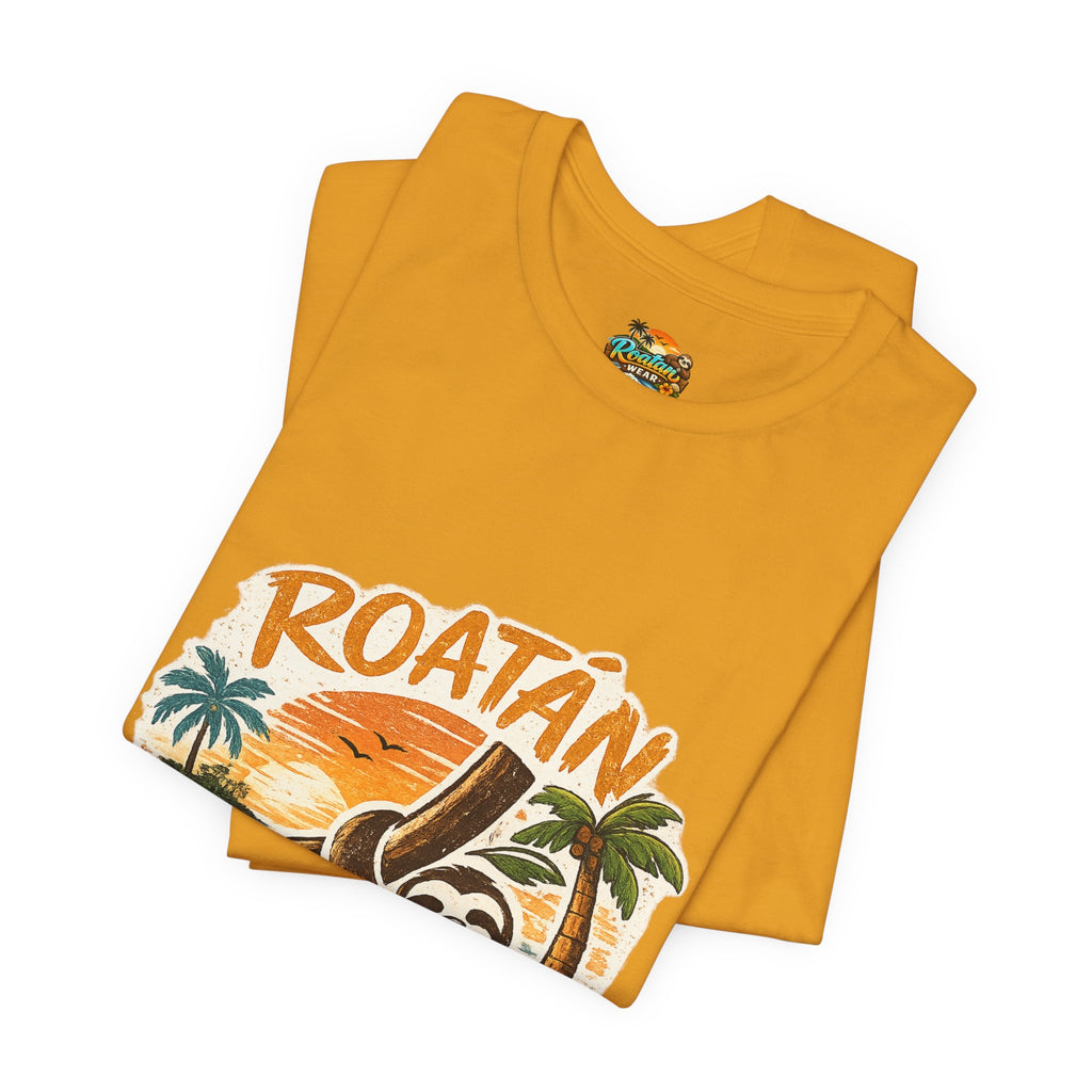 Roatán Island Escape T‑Shirt — Tropical Sloth Vacation Tee