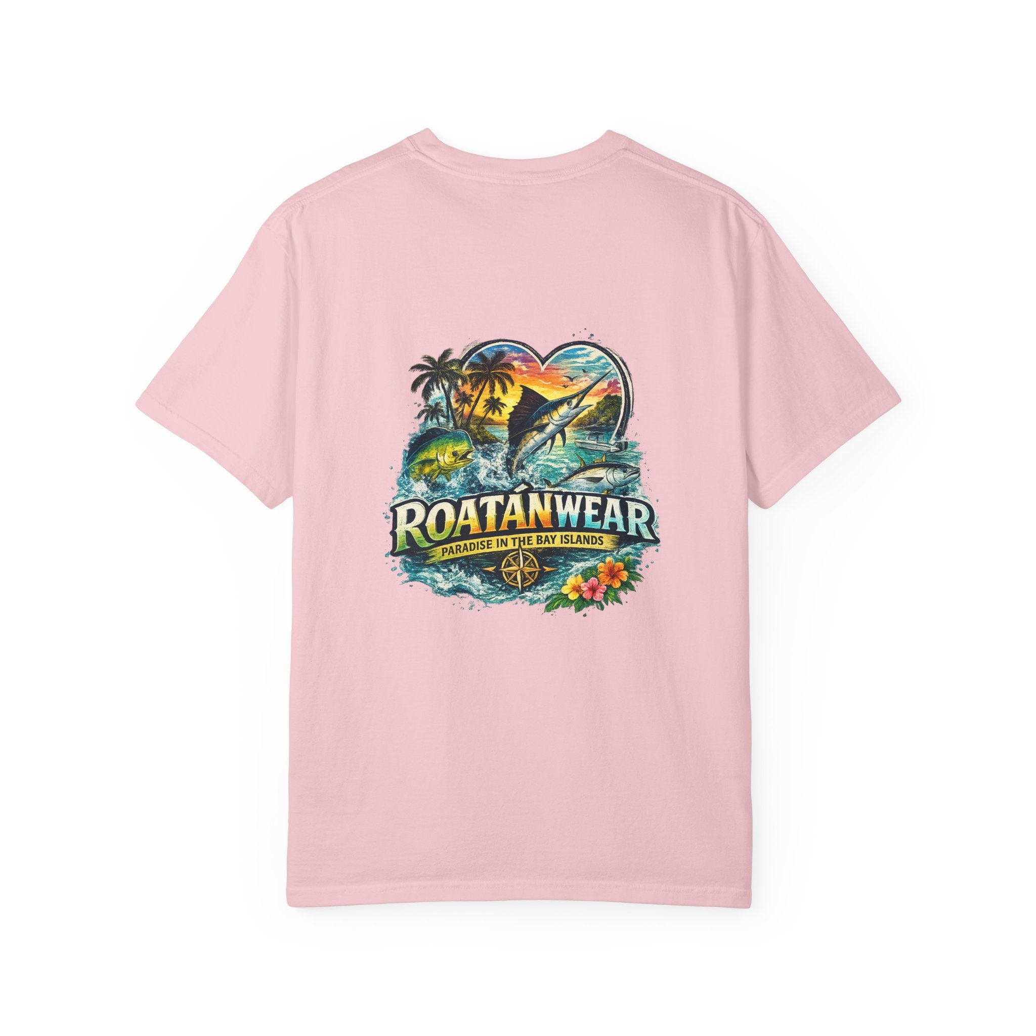 Roatan Beach T-Shirt — Tropical Dolphin Sunset Tee
