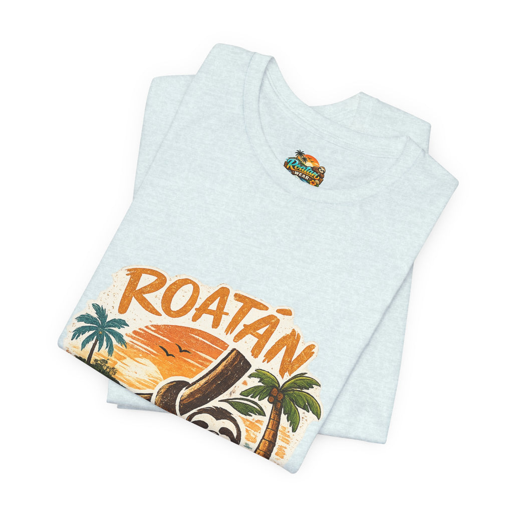 Roatán Island Escape T‑Shirt — Tropical Sloth Vacation Tee