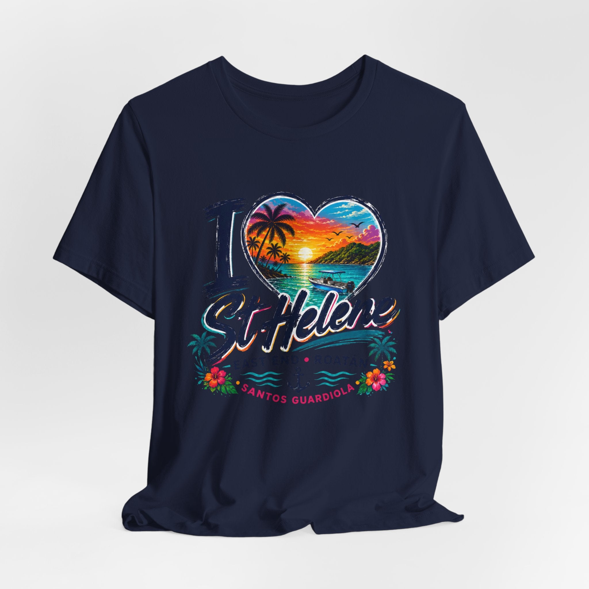 I  St Helene Sunset Beach T-Shirt — East End Roatán Vacation Tee