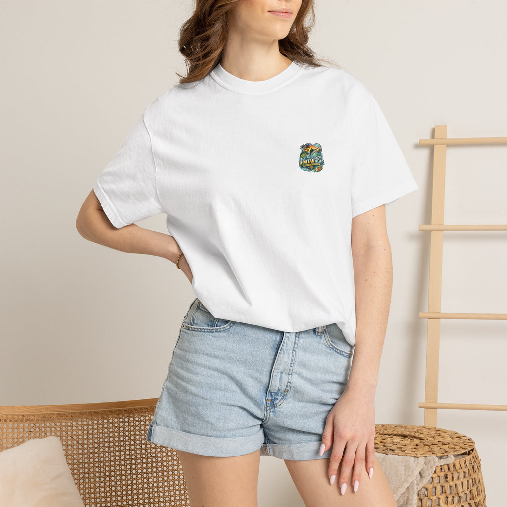 Roatan Beach T-Shirt — Tropical Dolphin Sunset Tee