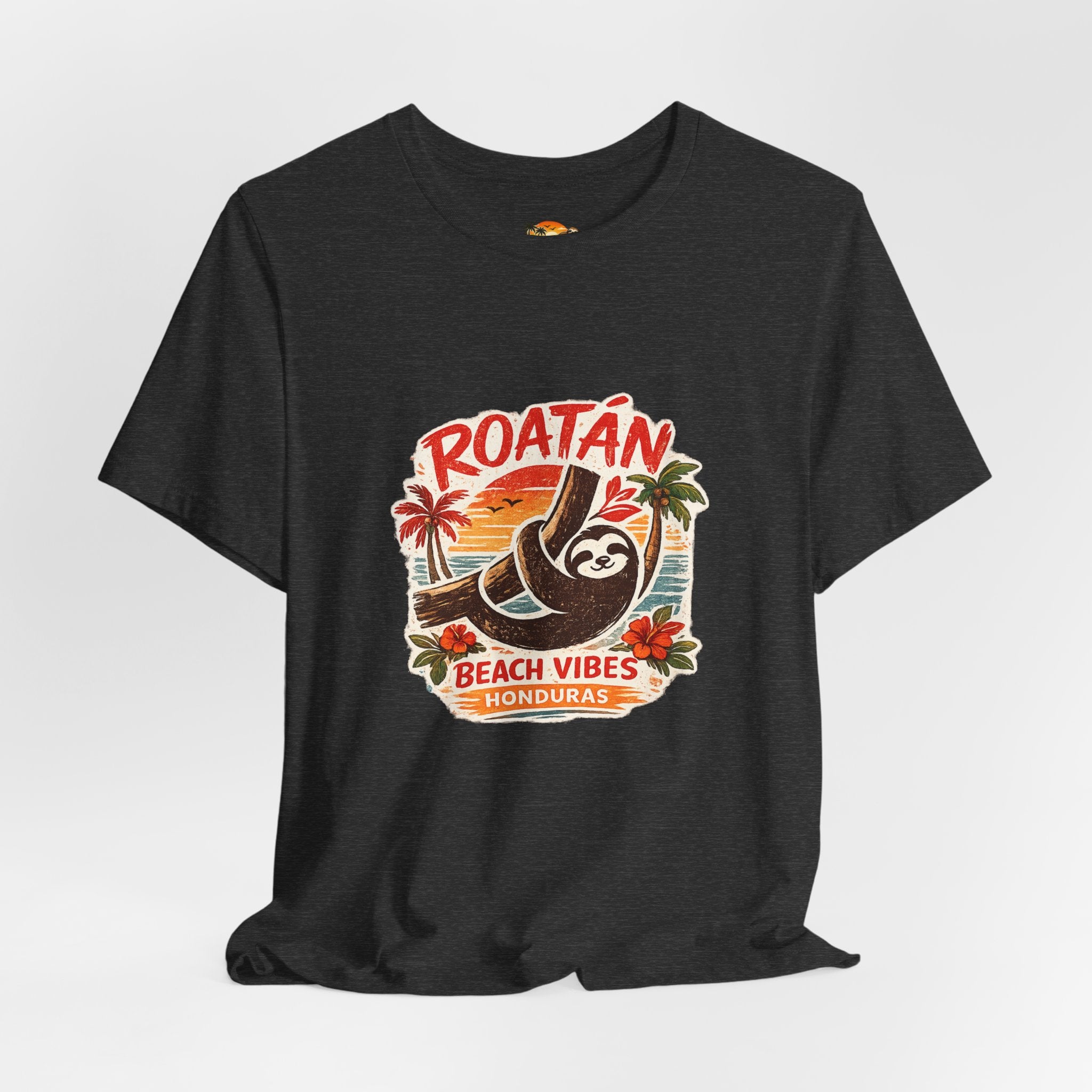 Roatán Beach Vibes Tee — Honduras Sloth Tropical Vacation T-Shirt