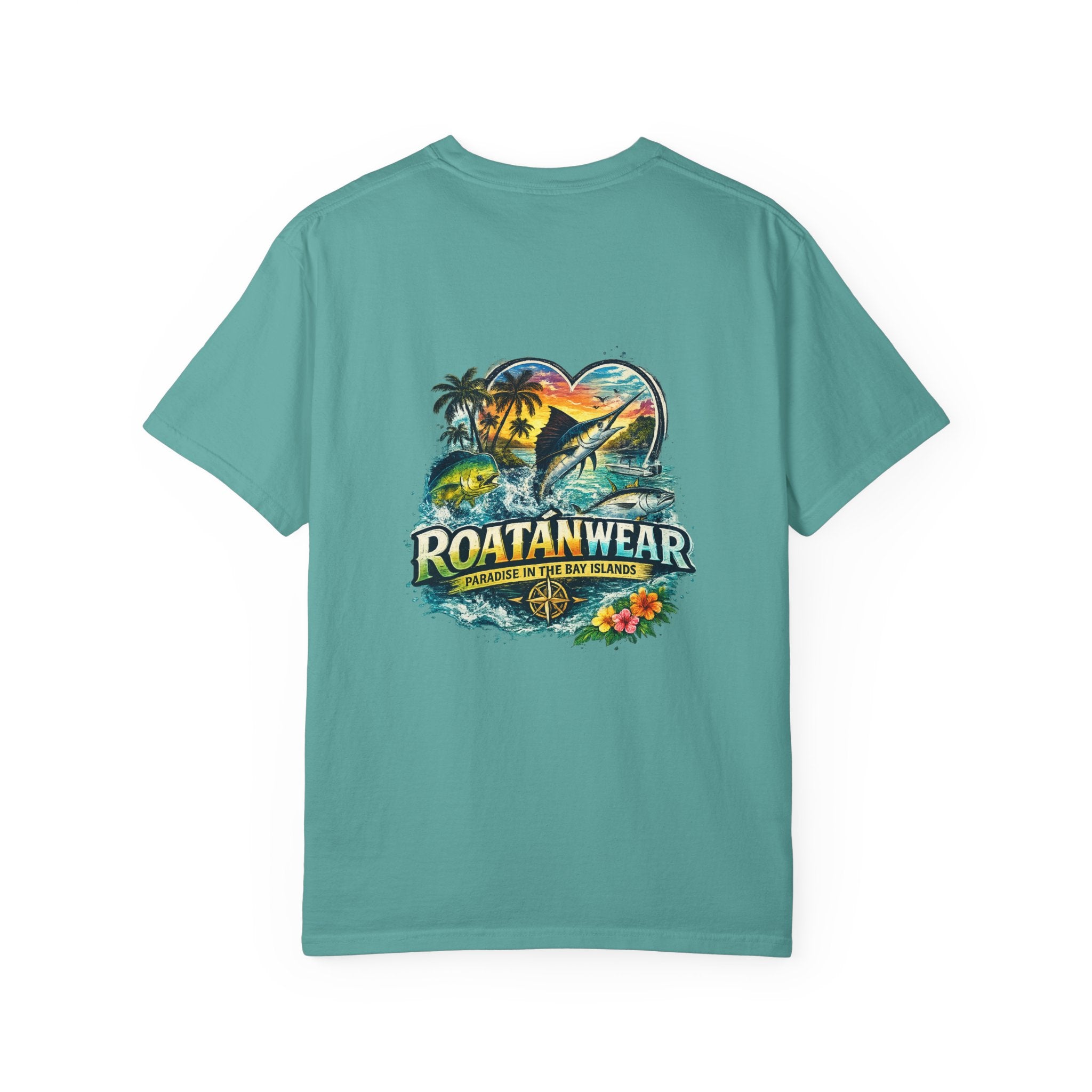 Roatan Beach T-Shirt — Tropical Dolphin Sunset Tee