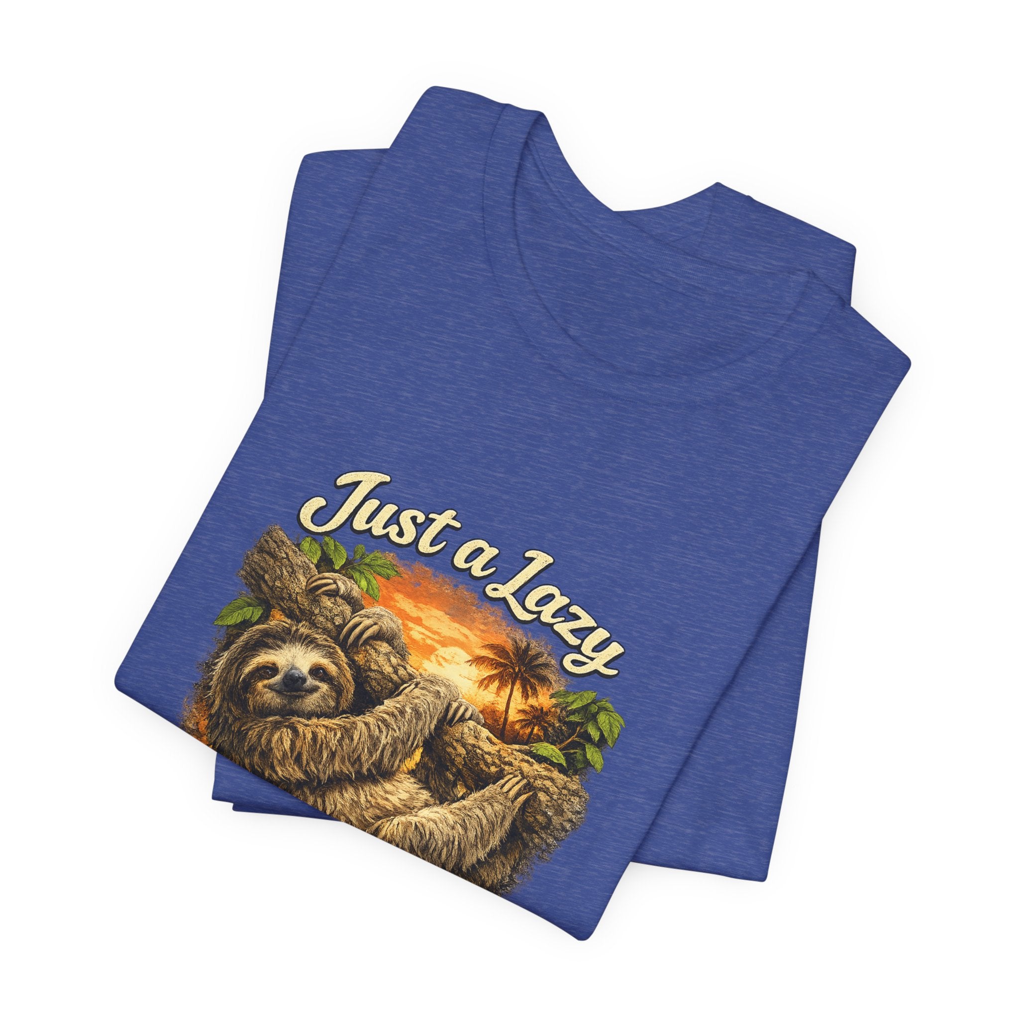 Sloth 'Just a Lazy Living Life' Graphic Tee — Beach Sunset Relaxed T-Shirt