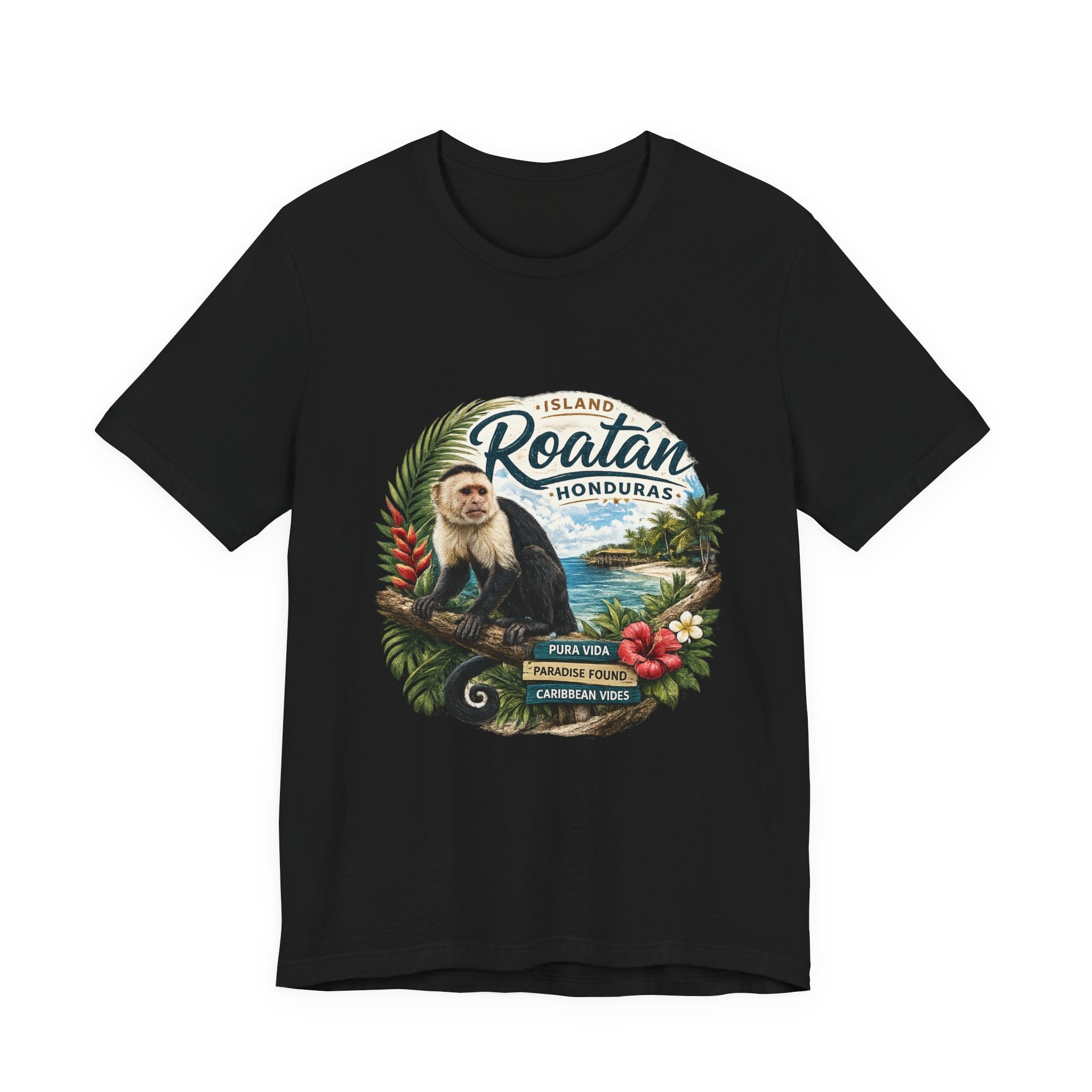 Roatán Honduras Vacation T‑Shirt — Tropical Island Monkey Souvenir