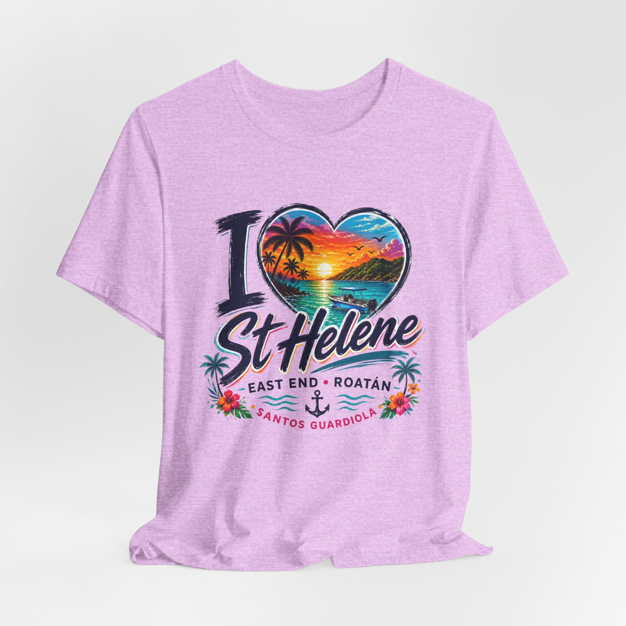 I  St Helene Sunset Beach T-Shirt — East End Roatán Vacation Tee