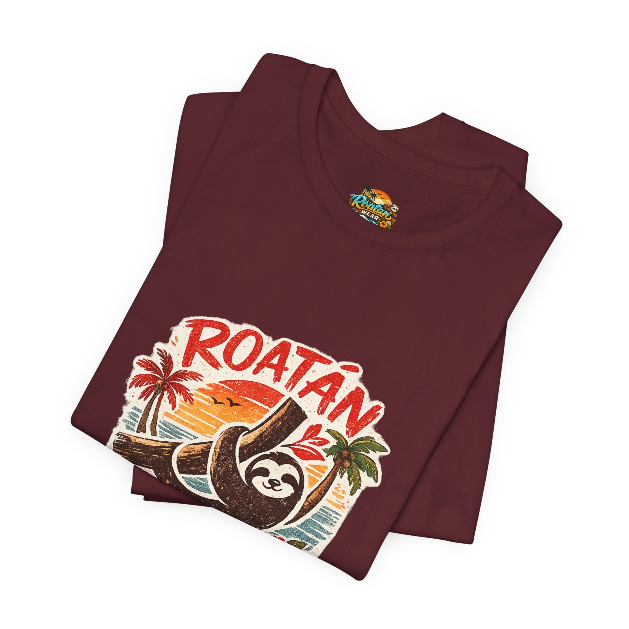Roatán Beach Vibes Tee — Honduras Sloth Tropical Vacation T-Shirt